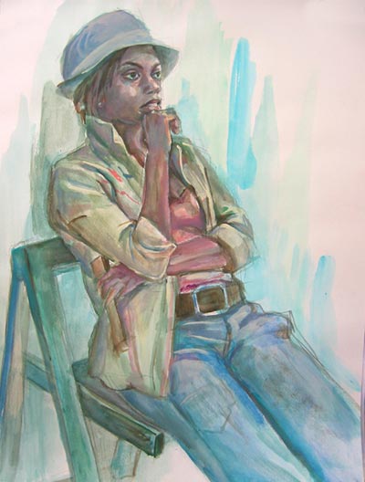 帽子をかぶった女