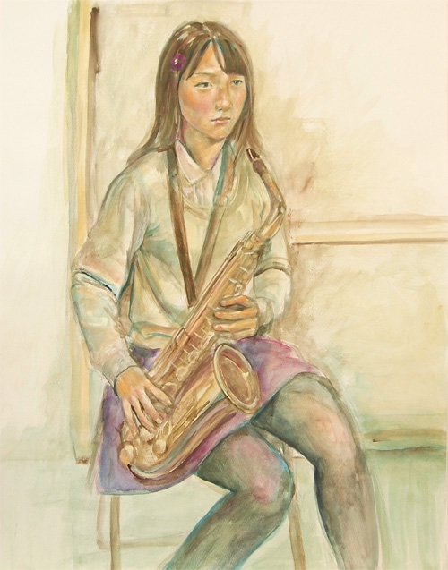 楽器を持つ少女