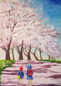 子供たちと桜